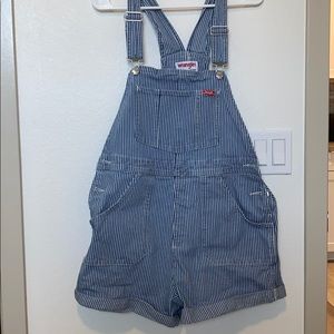 Wrangler Pinstripe Denim Overall Shorts
